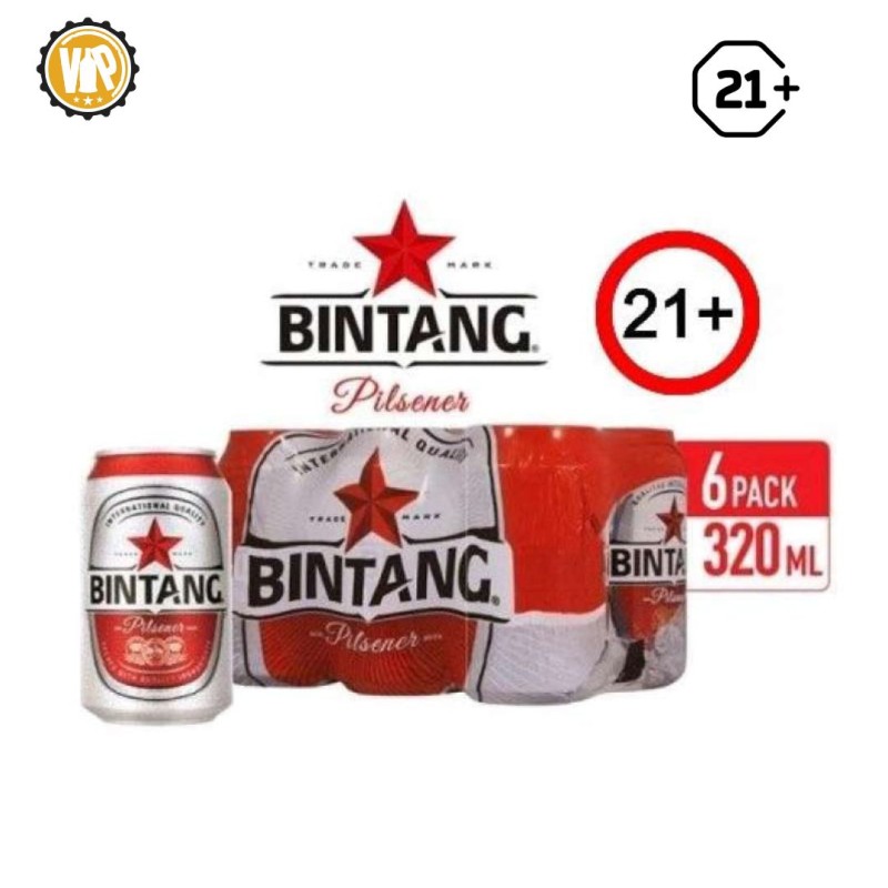 Bintang Pilsener Can 320ml x 6 Kaleng 