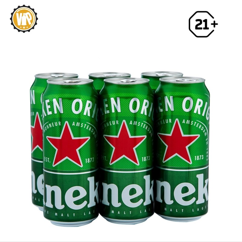 Heineken Lager Can 500ml x 6 Kaleng 