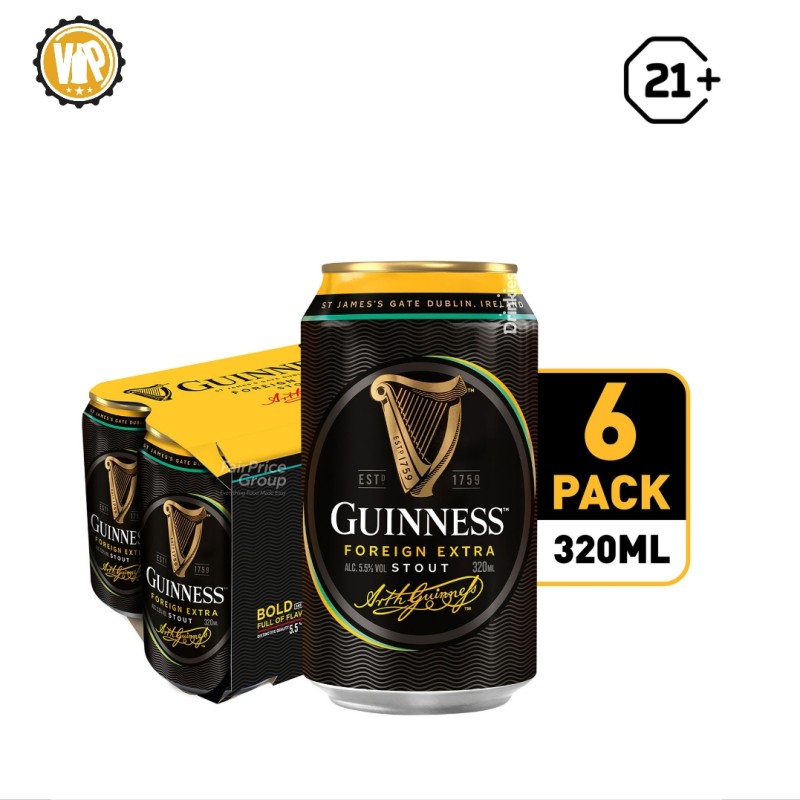 Guinness Extra Stout 320 Ml x 6 Kaleng 