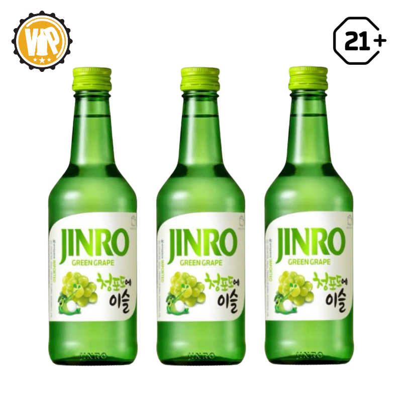 Triple Jinro Soju Green Grape 360ml - 3 Bottles