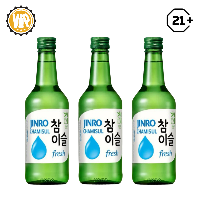 Triple Jinro Soju Chamisul Fresh Original 360ml - 3 Bottles