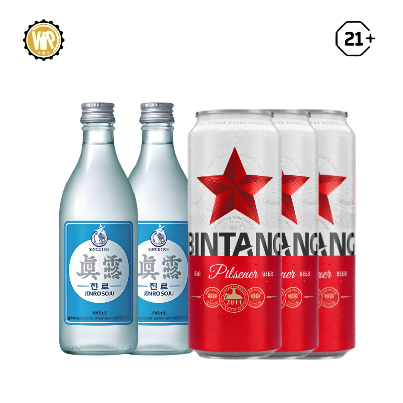 SOMAEK 3 Bintang can 500 ml  2 Bottle Jinro is Back