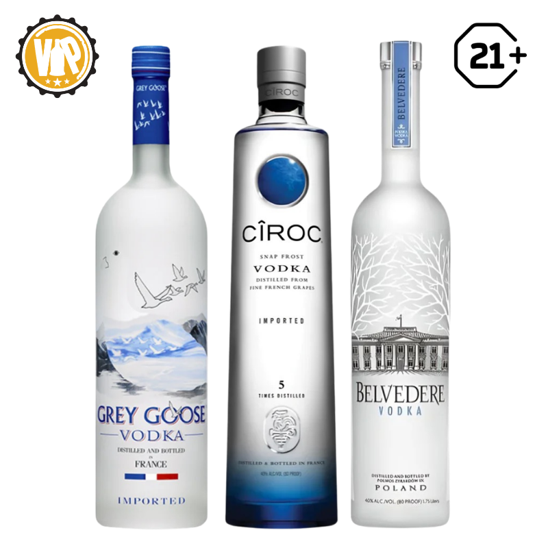 Premium Trio - Grey Goose Vodka 700ml + Belvedere Vodka 700ml + Ciroc Vodka 700ml