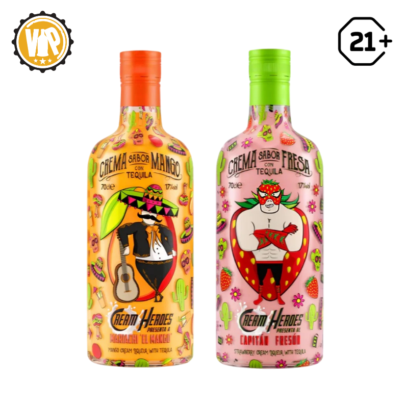 Bundles Cream Heroes Mariachi El Mango Flavor Tequila 700ml + Cream Heroes Capitan Freson Strawberry Flavor Tequila 700ml