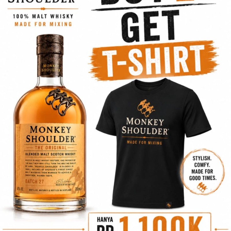 Monkey shoulder 2 bottle get 1 t-shirt