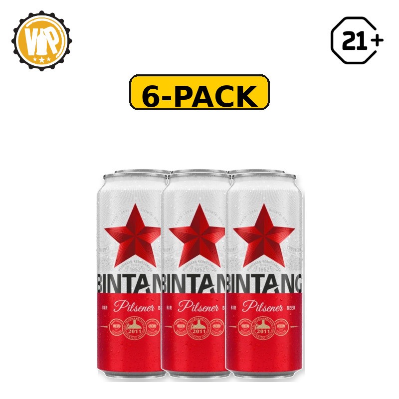 Bintang Pilsener Can 490ml - 6 Pack