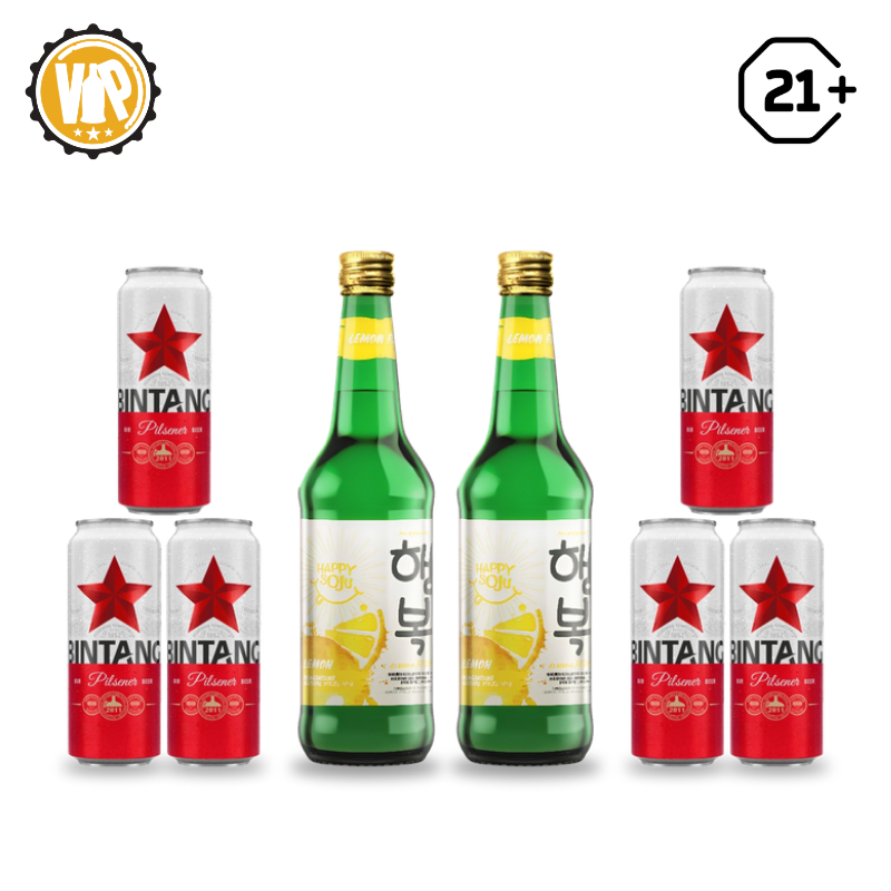 Soju Night - 6 Bintang Can 490ml + 2 Happy Soju Lemon