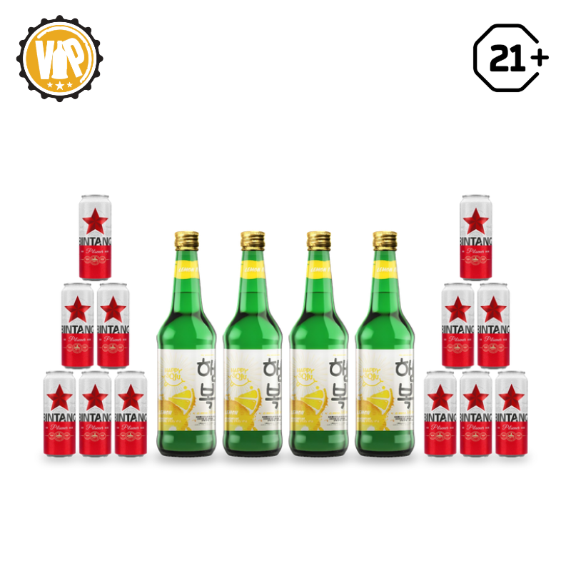 Big Night In - 12 Bintang Can 490ml + 4 Happy Soju Lemon